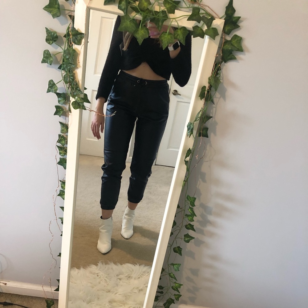 Leather joggers